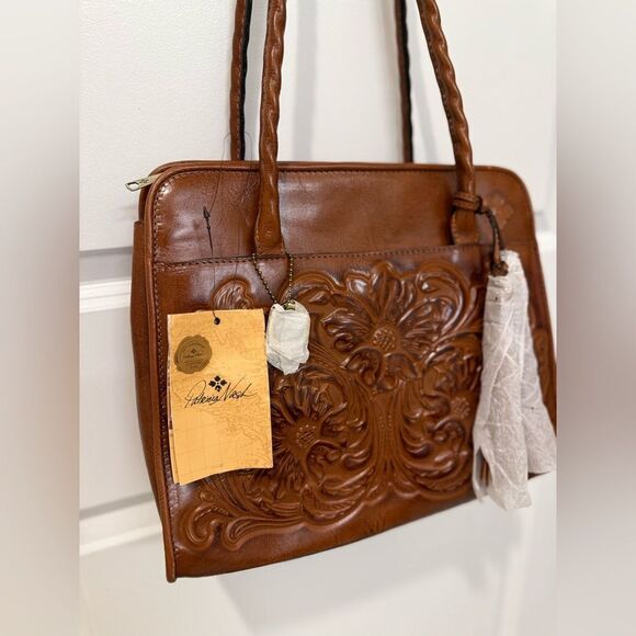 Patricia‎ Nash Vintage- Inspired Paris Large Satchel Bag Burnished Tooled, $299 - Picture 8 of 12